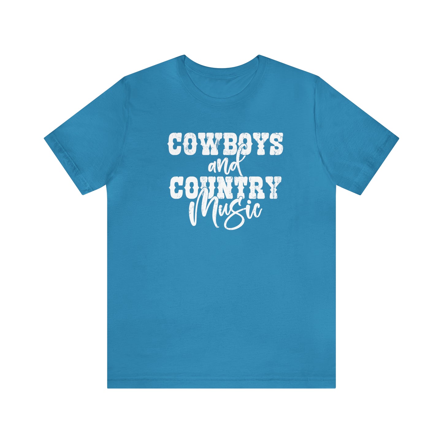 "cowboys and country music" t-shirt in the color aqua