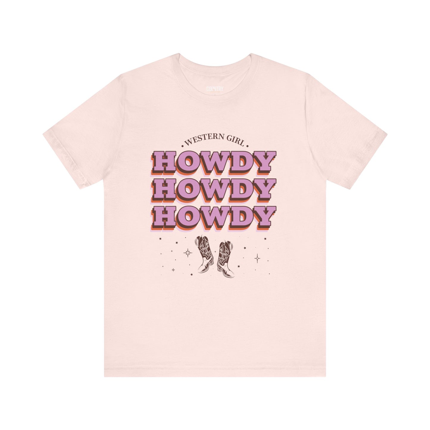 "Howdy" t-shirt in soft pink