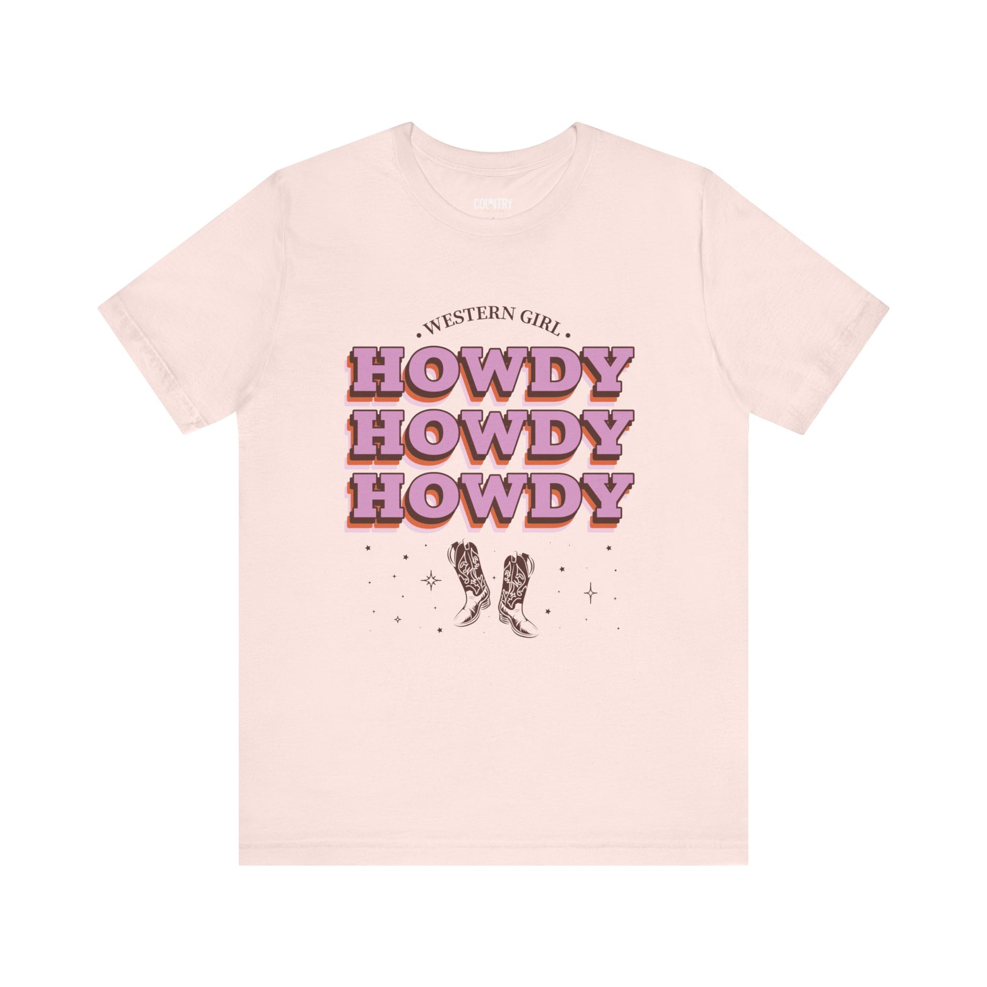 "Howdy" t-shirt in soft pink