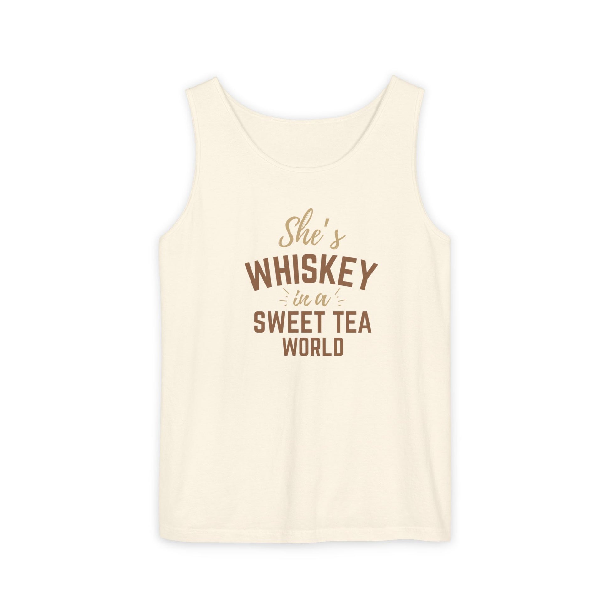 Whiskey in a sweet tea world ivory tank top