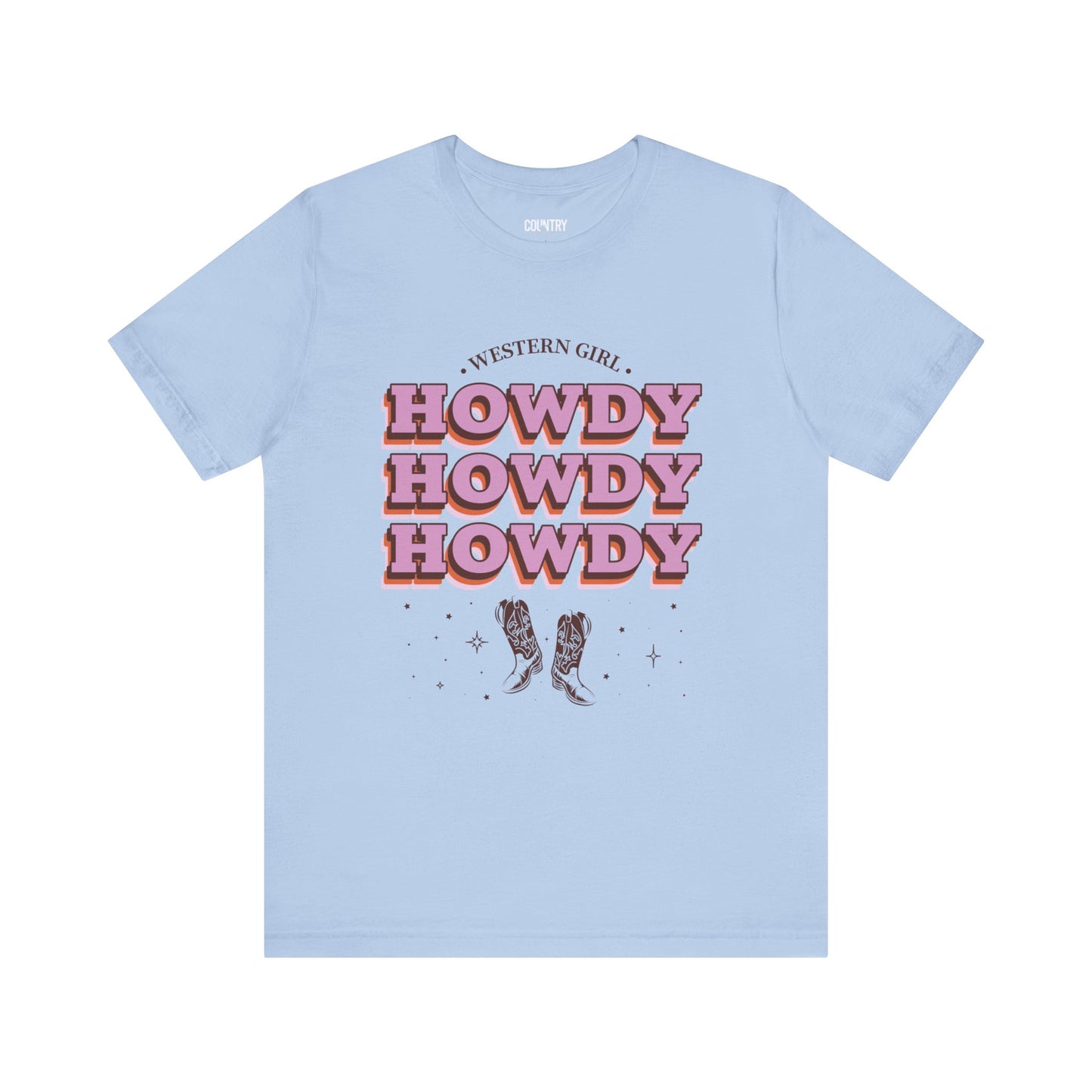 "Howdy" t-shirt in baby blue