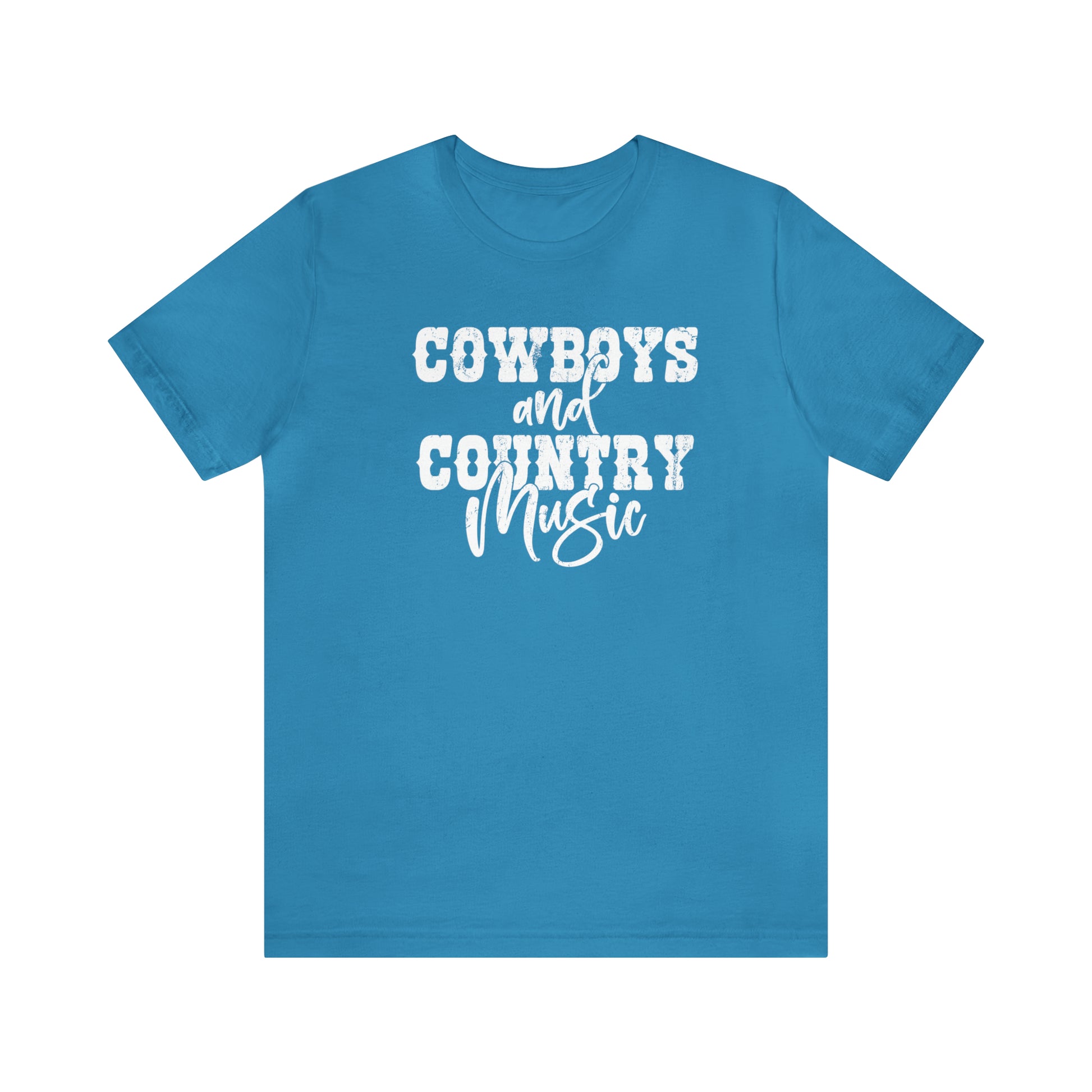  "cowboys and country music" t-shirt in the color aqua