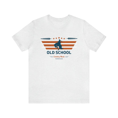  t-shirt with "old school country" on it in the color ash