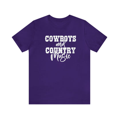  "cowboys and country music" t-shirt in the color team purple