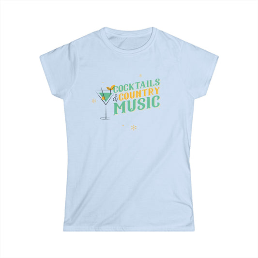Cocktails and Country Music Women's Softstyle Tee