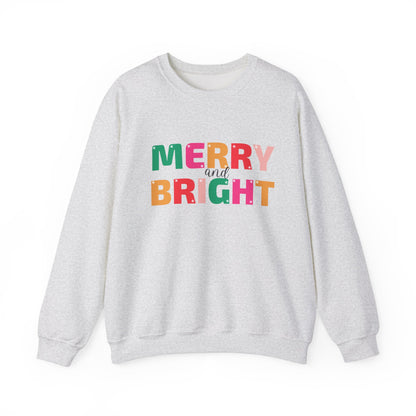 Merry and Bright Christmas sweatshirt in ash