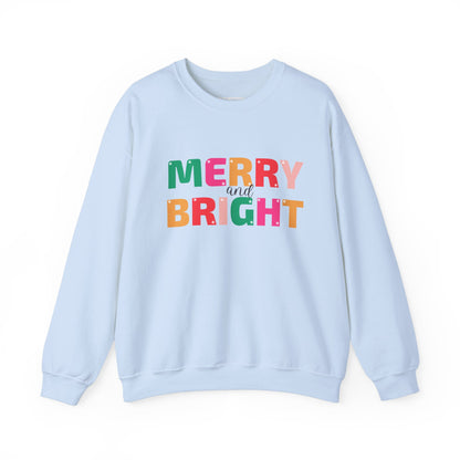 Merry and Bright Christmas sweatshirt in light blue