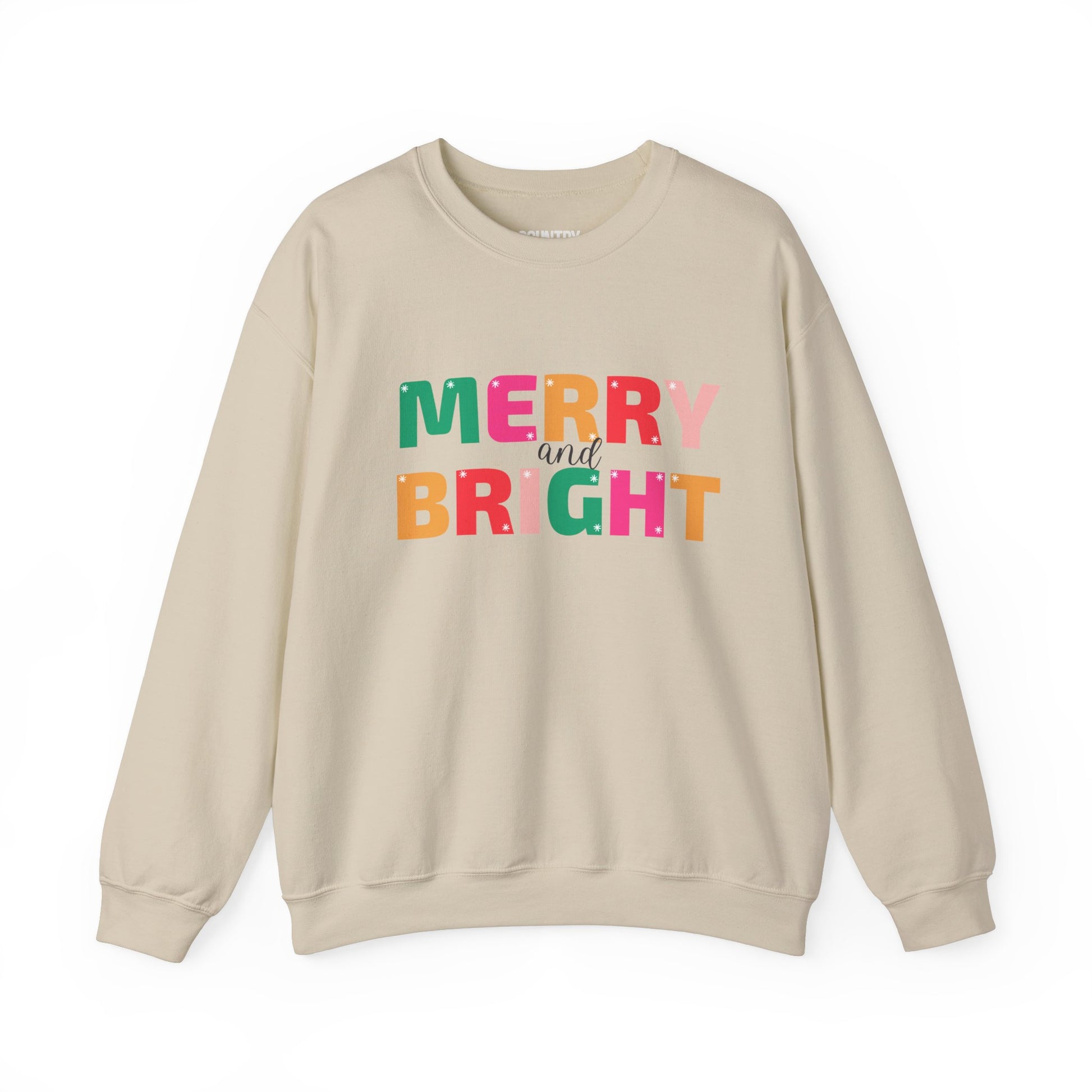 Merry and Bright Christmas sweatshirt in sand