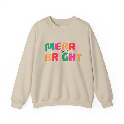 Merry and Bright Christmas sweatshirt in sand